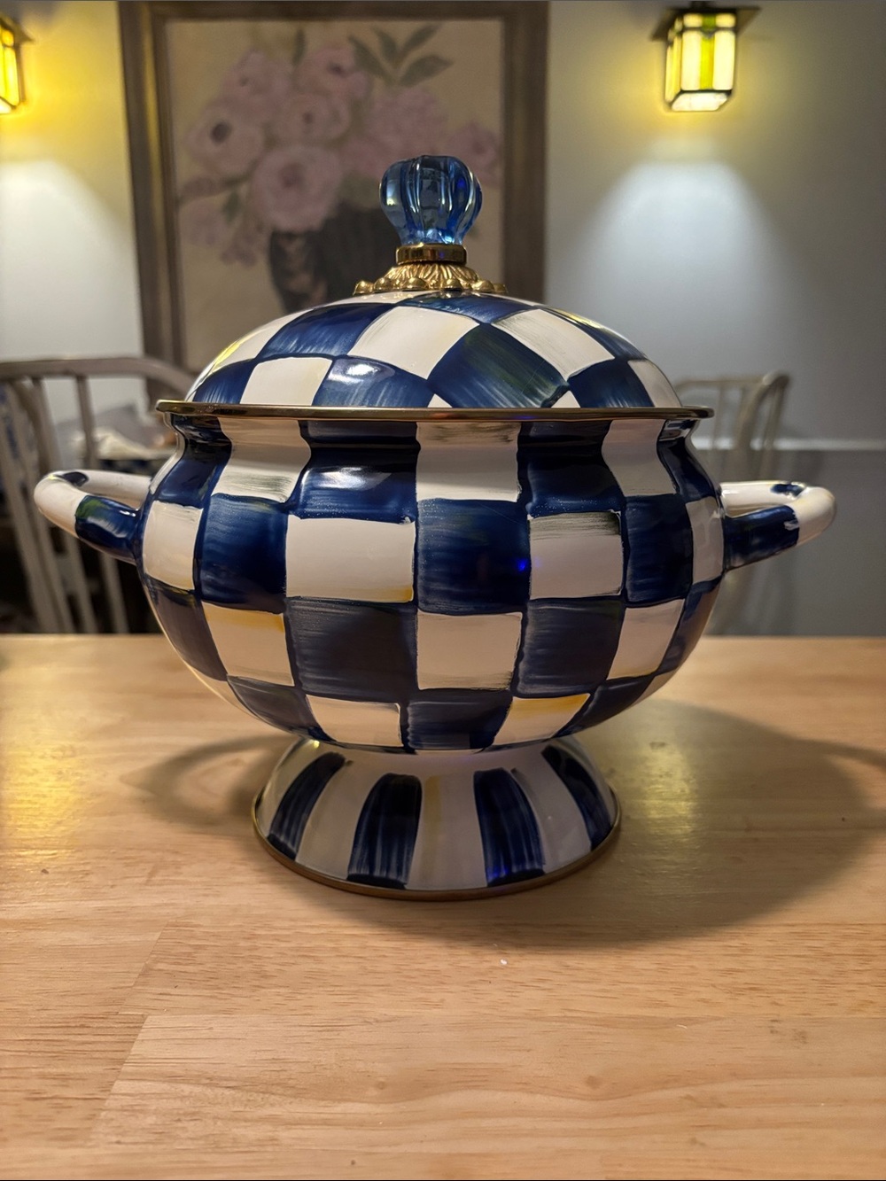 Mackenzie-Childs  Royal Check Lidded Soup Tureen